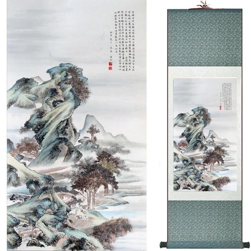 Chinese Art Scroll Painting Landscape Ancient Silk Picture Wall Ideas 19322-Chinese Style Finds™