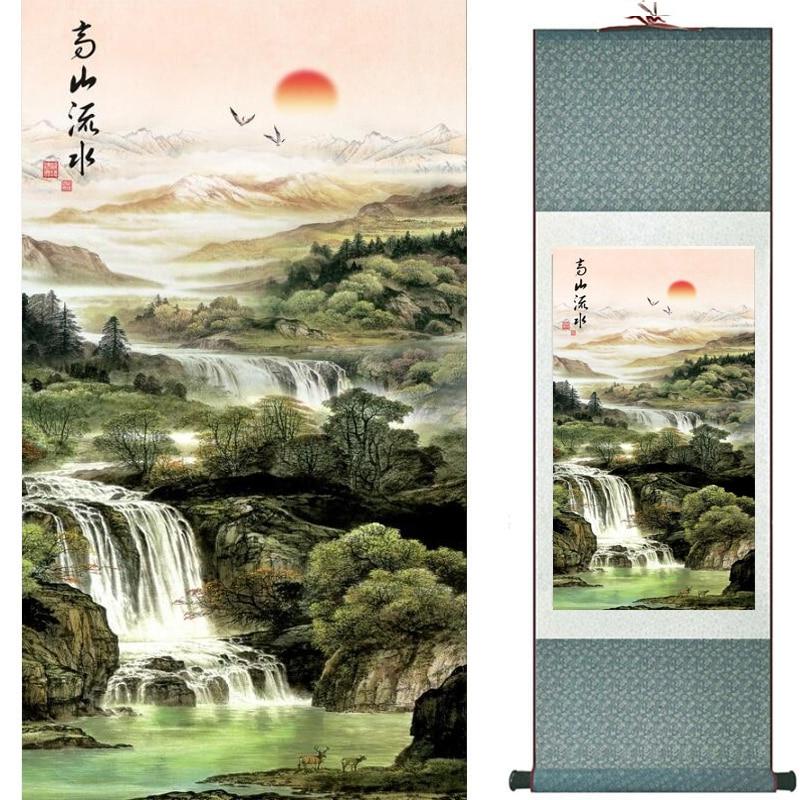 Chinese Art Scroll Painting Landscape Ancient Silk Picture Wall Ideas 19326-Chinese Style Finds™