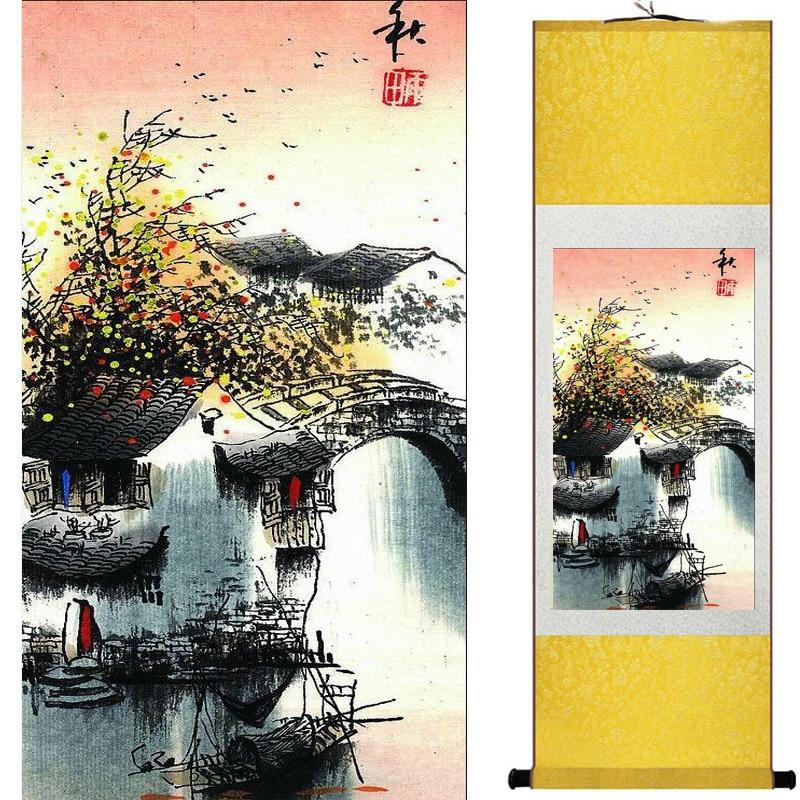 Chinese Art Scroll Painting Landscape Ancient Silk Picture Wall Ideas 19406-Chinese Style Finds™