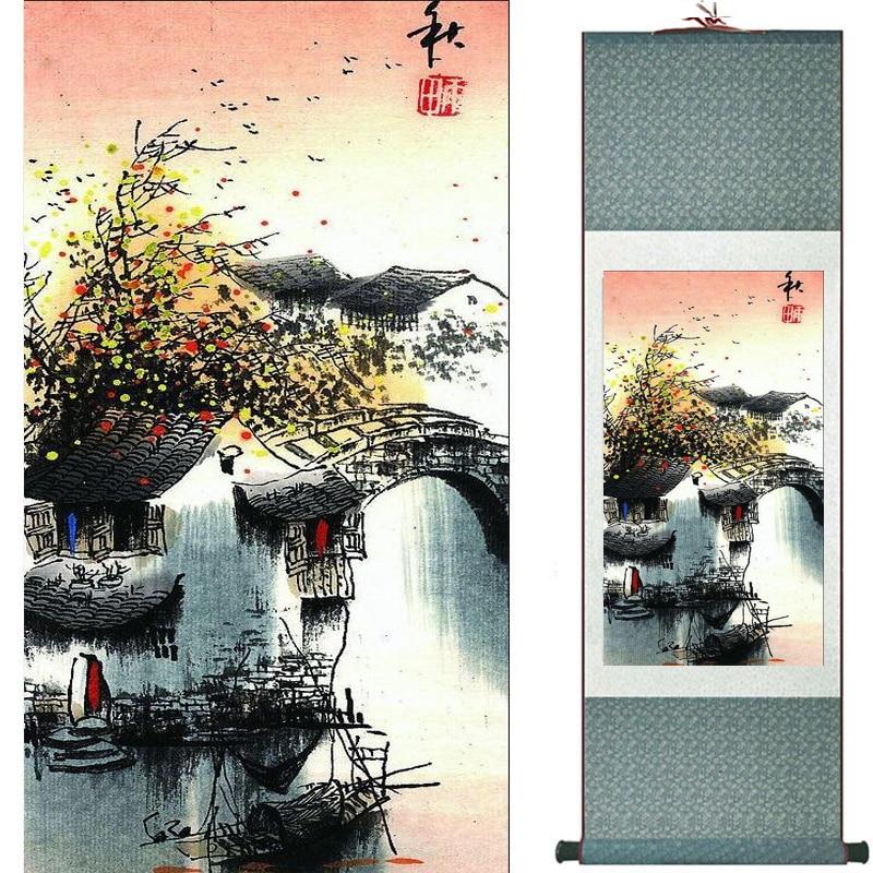 Chinese Art Scroll Painting Landscape Ancient Silk Picture Wall Ideas 19406-Chinese Style Finds™