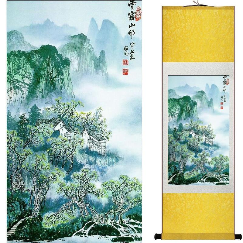 Chinese Art Scroll Painting Landscape Ancient Silk Picture Wall Ideas 19410-Chinese Style Finds™