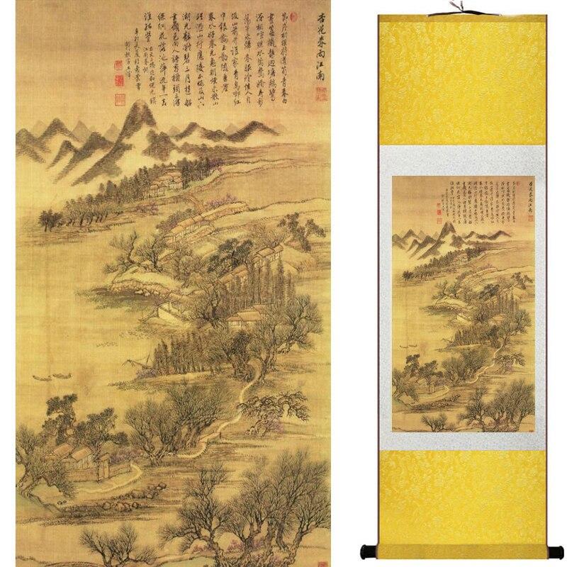 Chinese Art Scroll Painting Landscape Ancient Silk Picture Wall Ideas 19414-Chinese Style Finds™