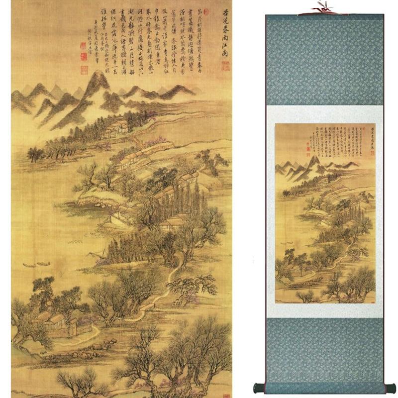 Chinese Art Scroll Painting Landscape Ancient Silk Picture Wall Ideas 19414-Chinese Style Finds™