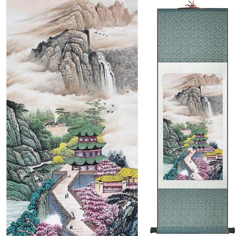 Chinese Art Scroll Painting Landscape Ancient Silk Picture Wall Ideas 19426-Chinese Style Finds™