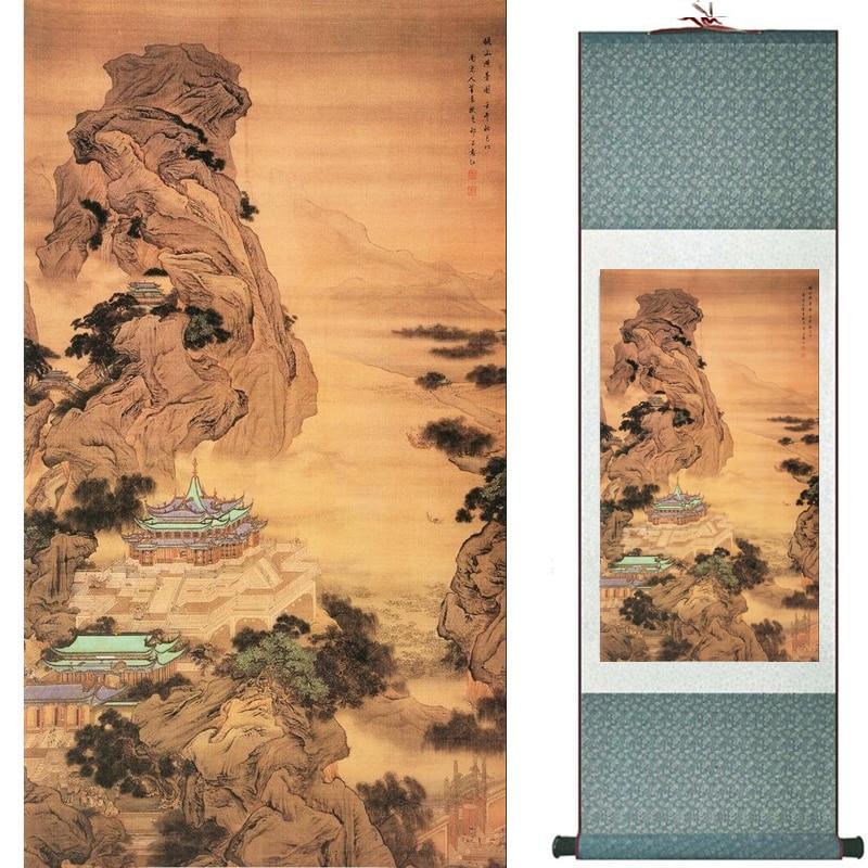 Chinese Art Scroll Painting Landscape Ancient Silk Picture Wall Ideas 19442-Chinese Style Finds™