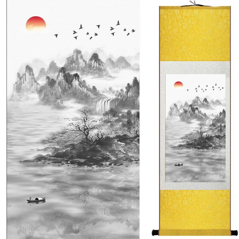 Chinese Art Scroll Painting Landscape Ancient Silk Picture Wall Ideas 19446-Chinese Style Finds™