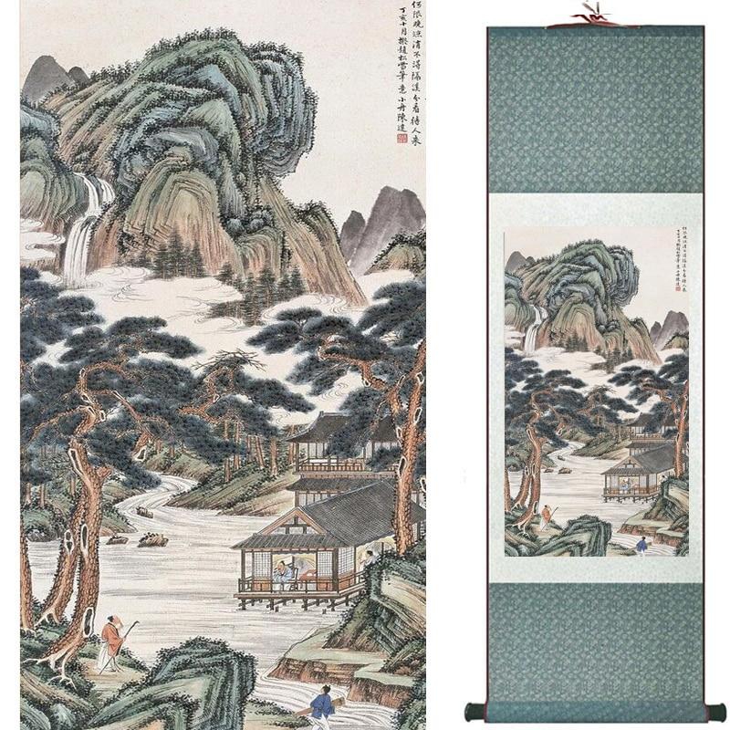 Chinese Art Scroll Painting Landscape Ancient Silk Picture Wall Ideas 19458-Chinese Style Finds™