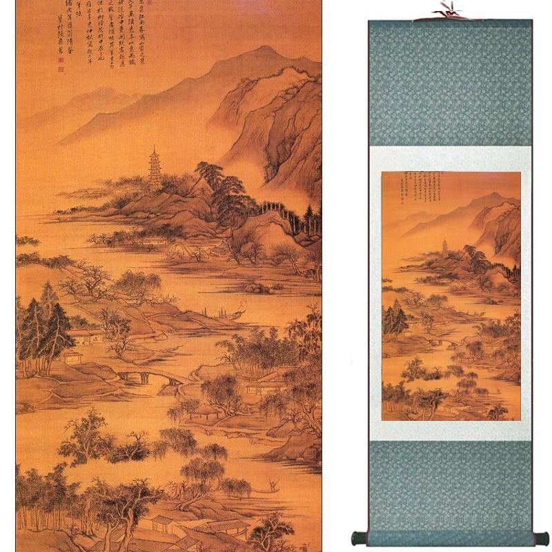 Chinese Art Scroll Painting Landscape Ancient Silk Picture Wall Ideas 19462-Chinese Style Finds™