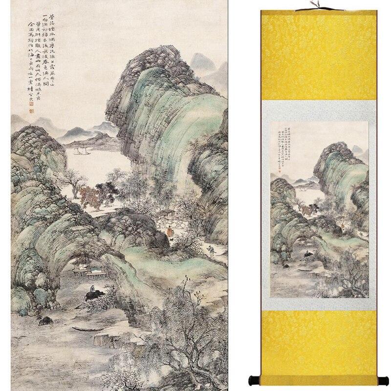 Chinese Art Scroll Painting Landscape Ancient Silk Picture Wall Ideas 19494-Chinese Style Finds™