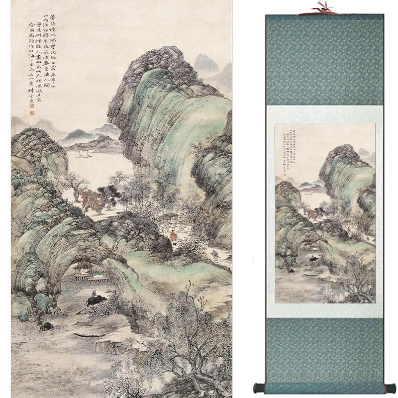 Chinese Art Scroll Painting Landscape Ancient Silk Picture Wall Ideas 19494-Chinese Style Finds™