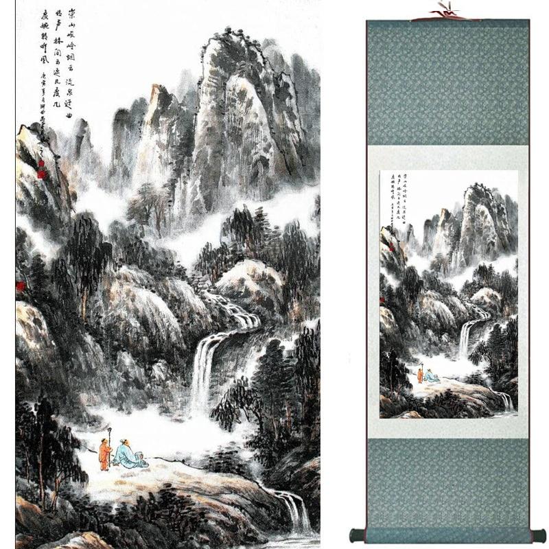 Chinese Art Scroll Painting Landscape Ancient Silk Picture Wall Ideas 19506-Chinese Style Finds™