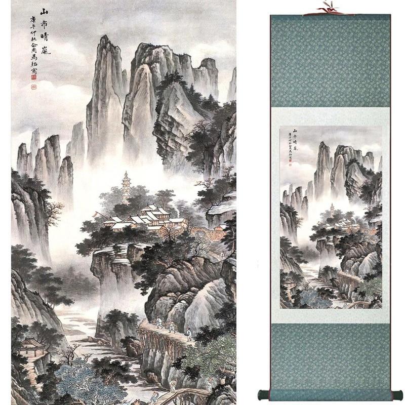 Chinese Art Scroll Painting Landscape Ancient Silk Picture Wall Ideas 19510-Chinese Style Finds™