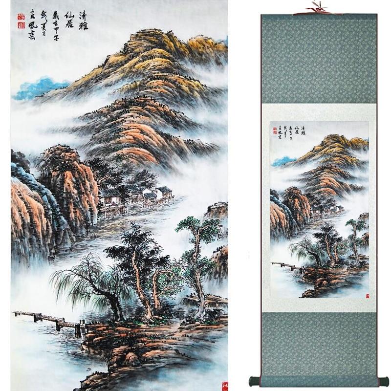 Chinese Art Scroll Painting Landscape Ancient Silk Picture Wall Ideas 19626-Chinese Style Finds™