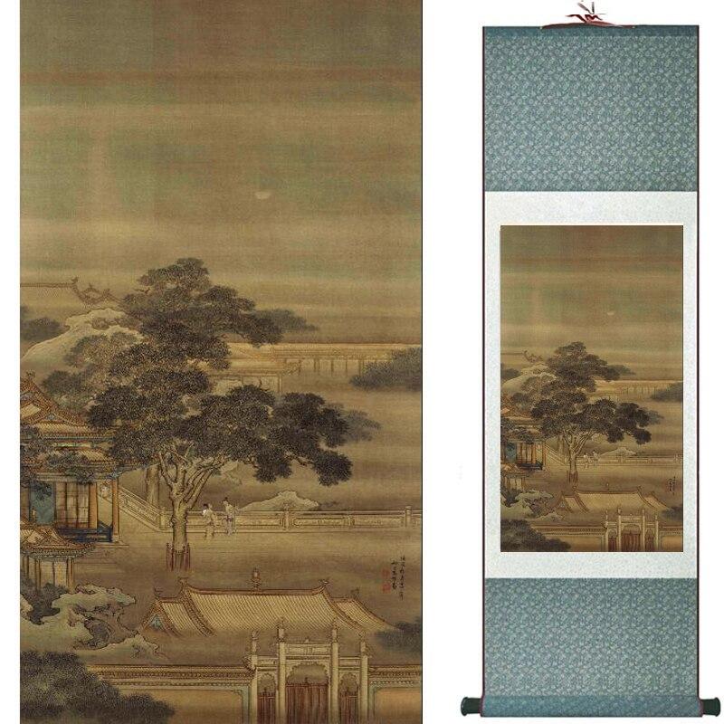 Chinese Art Scroll Painting Landscape Ancient Silk Picture Wall Ideas 19710-Chinese Style Finds™