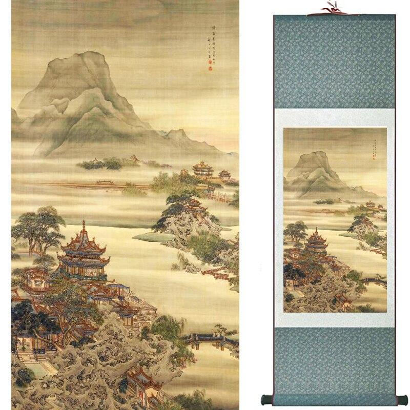 Chinese Art Scroll Painting Landscape Ancient Silk Picture Wall Ideas 19714-Chinese Style Finds™