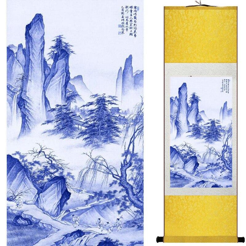 Chinese Art Scroll Painting Landscape Ancient Silk Picture Wall Ideas 19874-Chinese Style Finds™