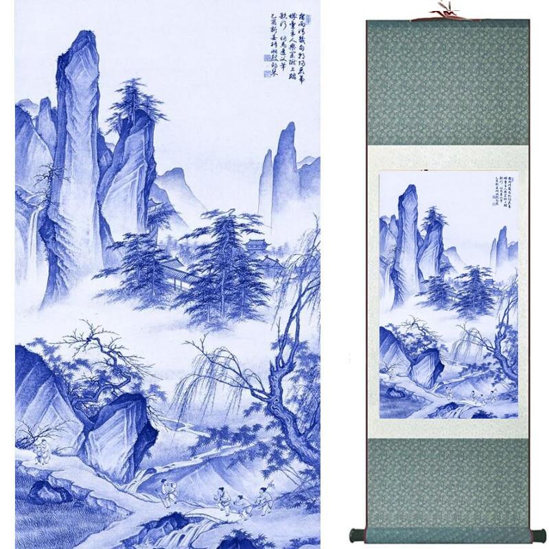 Chinese Art Scroll Painting Landscape Ancient Silk Picture Wall Ideas 19874-Chinese Style Finds™