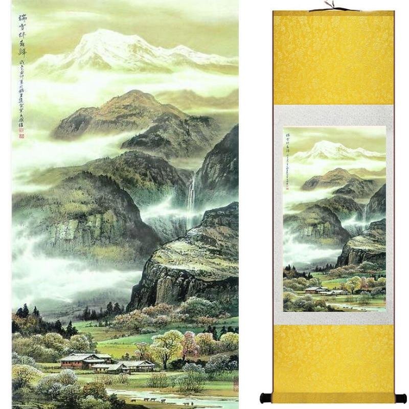 Chinese Art Scroll Painting Landscape Ancient Silk Picture Wall Ideas 19914-Chinese Style Finds™