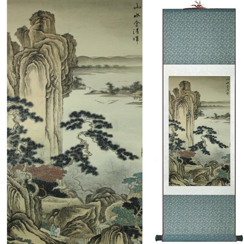 Chinese Art Scroll Painting Landscape Ancient Silk Picture Wall Ideas 19918-Chinese Style Finds™