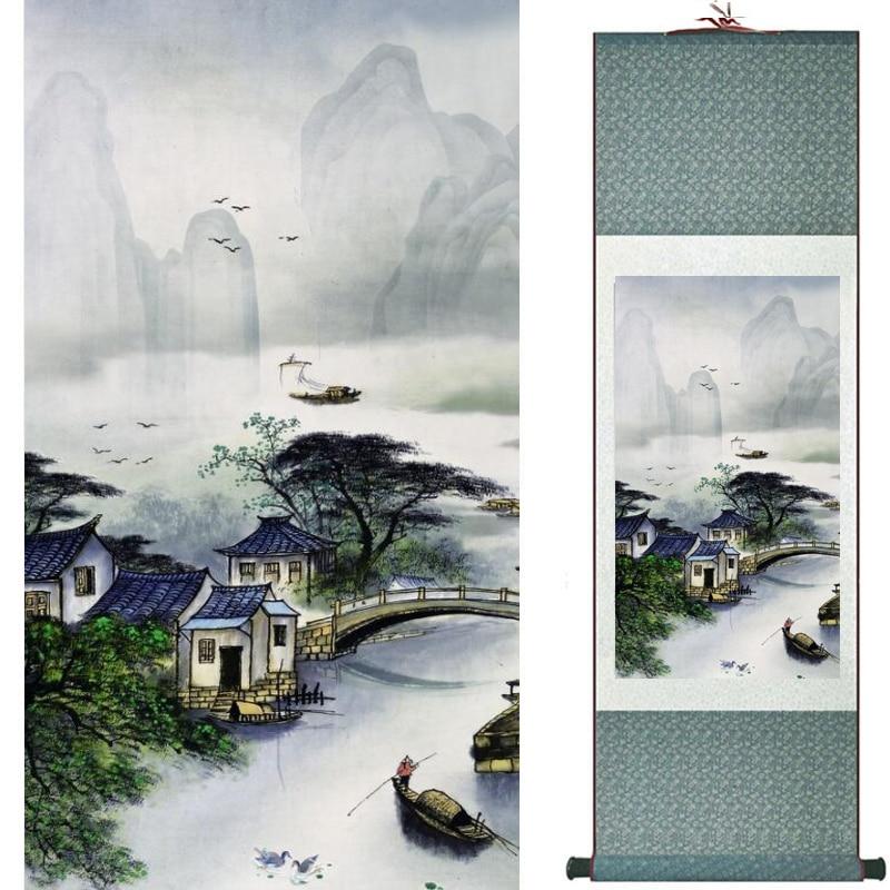 Chinese Art Scroll Painting Landscape Ancient Silk Picture Wall Ideas 19986-Chinese Style Finds™