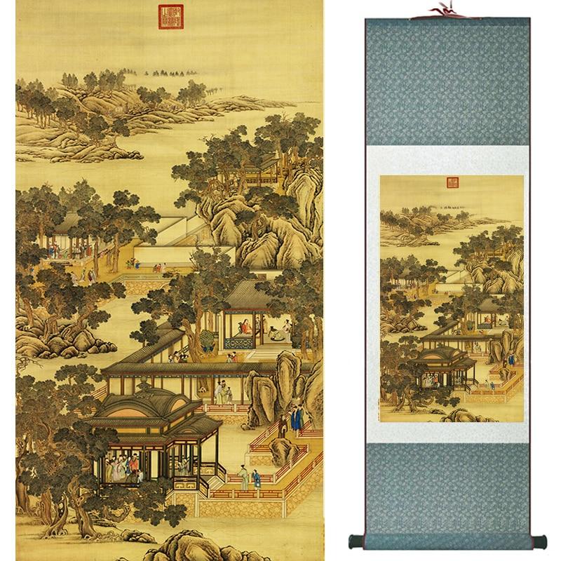 Chinese Art Scroll Painting Landscape Ancient Silk Picture Wall Ideas 20066-Chinese Style Finds™