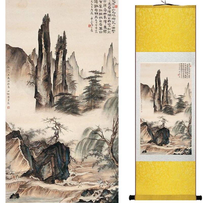 Chinese Art Scroll Painting Landscape Ancient Silk Picture Wall Ideas 20174-Chinese Style Finds™