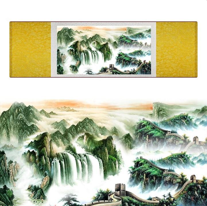 Chinese Art Scroll Painting Landscape Ancient Silk Picture Wall Ideas 20306-Chinese Style Finds™