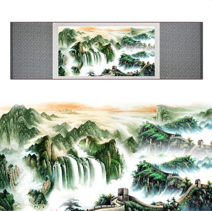 Chinese Art Scroll Painting Landscape Ancient Silk Picture Wall Ideas 20306-Chinese Style Finds™