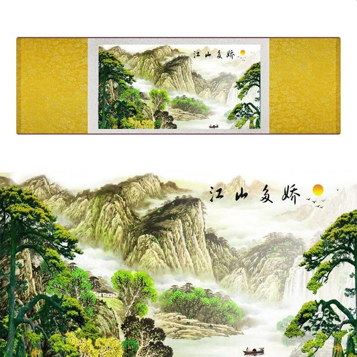 Chinese Art Scroll Painting Landscape Ancient Silk Picture Wall Ideas 20310-Chinese Style Finds™