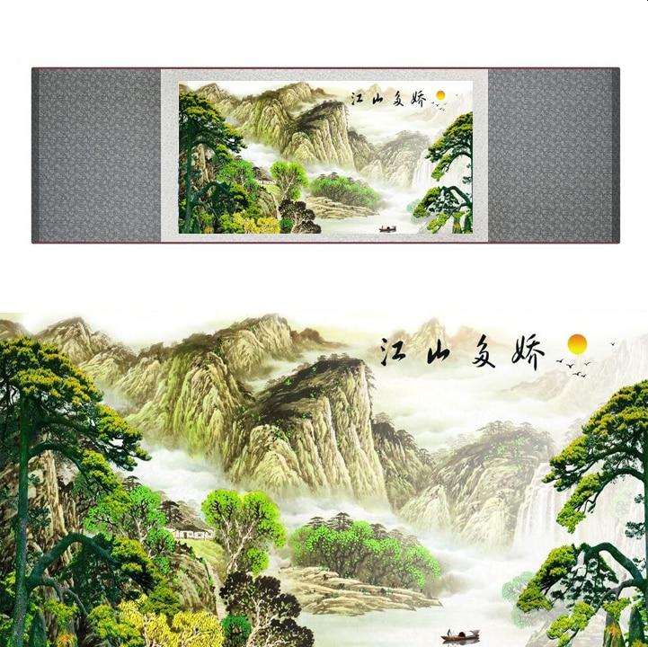 Chinese Art Scroll Painting Landscape Ancient Silk Picture Wall Ideas 20310-Chinese Style Finds™