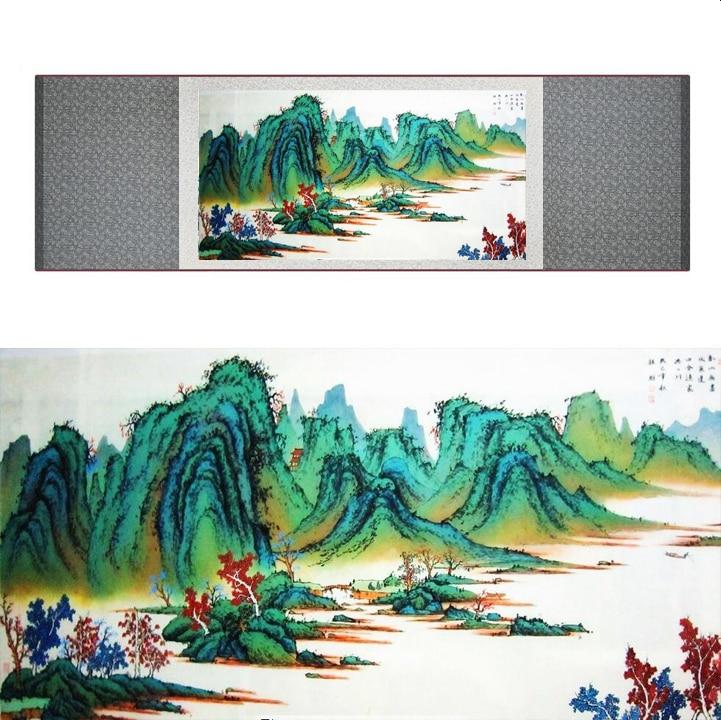 Chinese Art Scroll Painting Landscape Ancient Silk Picture Wall Ideas 20314-Chinese Style Finds™