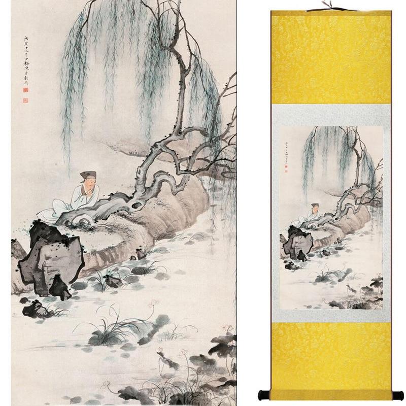 Chinese Art Scroll Painting Landscape Ancient Silk Picture Wall Ideas 20330-Chinese Style Finds™