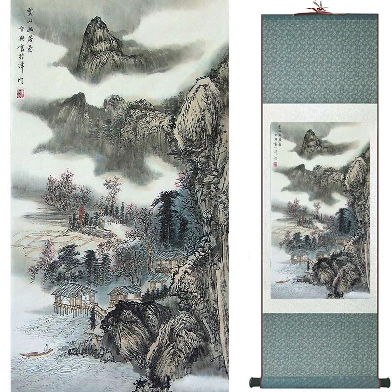 Chinese Art Scroll Painting Landscape Ancient Silk Picture Wall Ideas 20546-Chinese Style Finds™