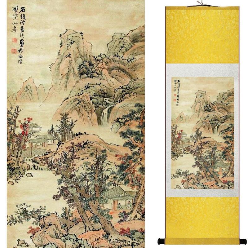 Chinese Art Scroll Painting Landscape Ancient Silk Picture Wall Ideas 20602-Chinese Style Finds™