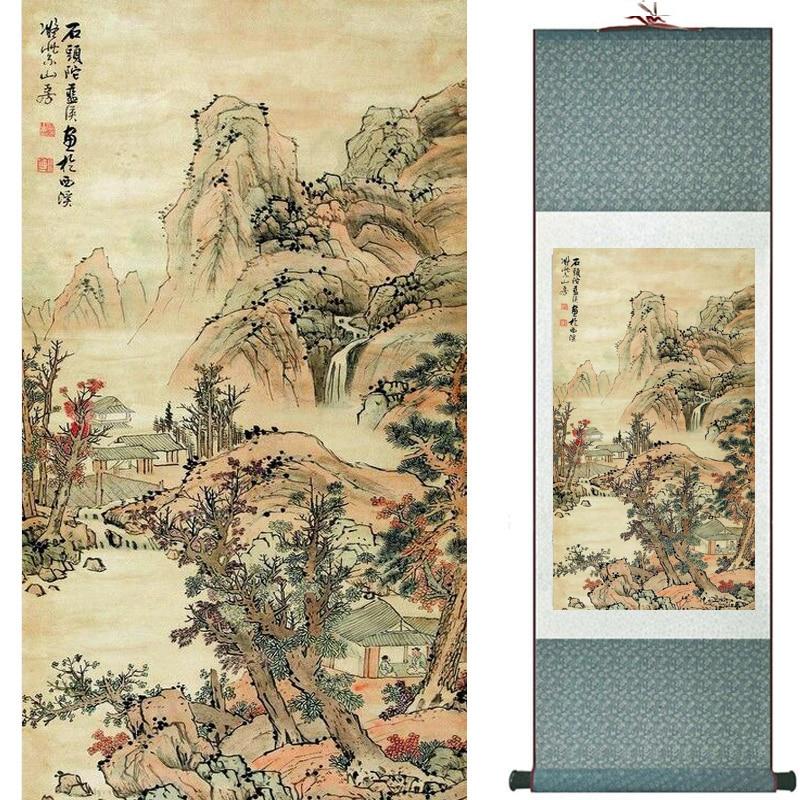 Chinese Art Scroll Painting Landscape Ancient Silk Picture Wall Ideas 20602-Chinese Style Finds™