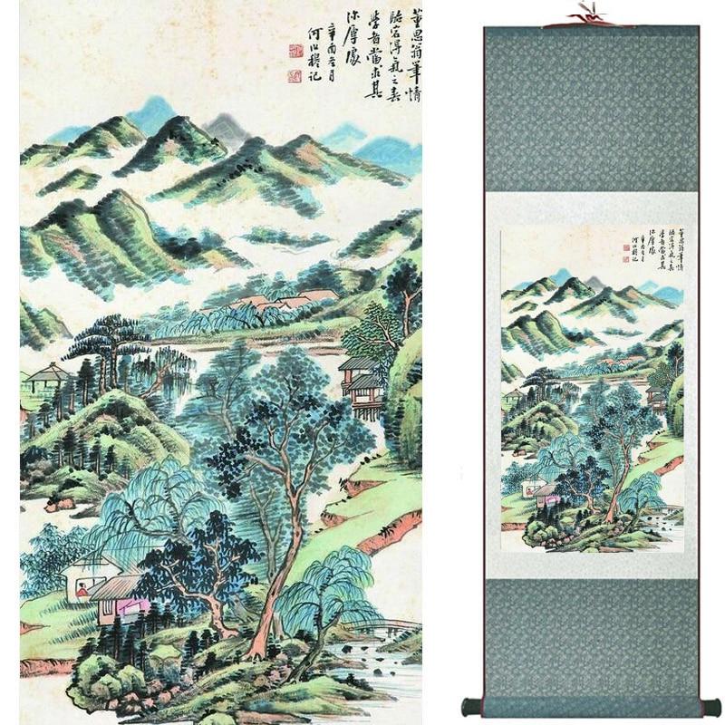 Chinese Art Scroll Painting Landscape Ancient Silk Picture Wall Ideas 20606-Chinese Style Finds™