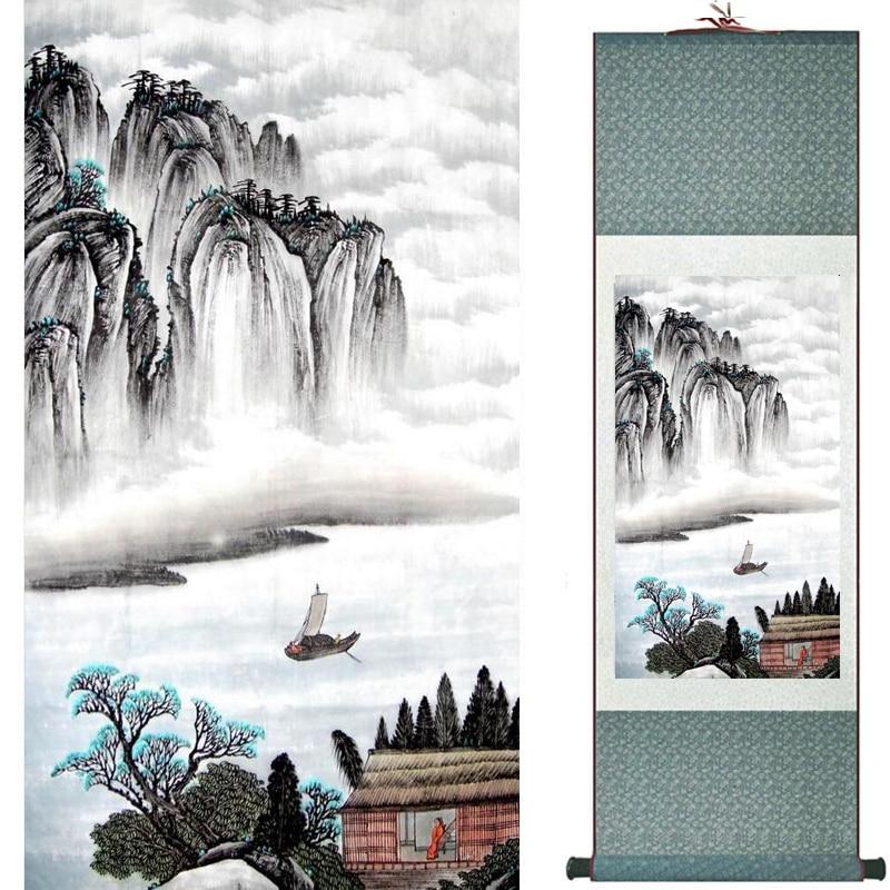 Chinese Art Scroll Painting Landscape Ancient Silk Picture Wall Ideas 20614-Chinese Style Finds™