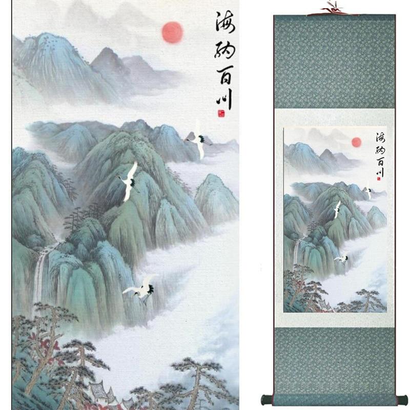 Chinese Art Scroll Painting Landscape Ancient Silk Picture Wall Ideas 20670-Chinese Style Finds™