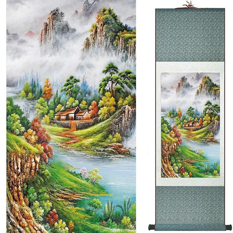 Chinese Art Scroll Painting Landscape Ancient Silk Picture Wall Ideas 20674-Chinese Style Finds™