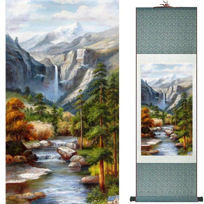 Chinese Art Scroll Painting Landscape Ancient Silk Picture Wall Ideas 20690-Chinese Style Finds™