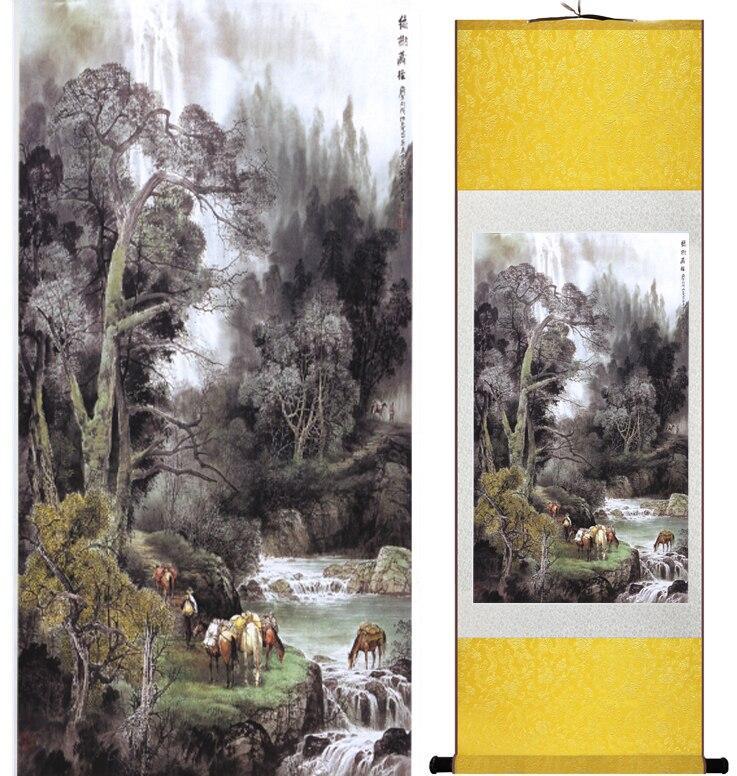 Chinese Art Scroll Painting Landscape Jiang Nan Ancient Silk Picture Wall Ideas 13650-Chinese Style Finds™