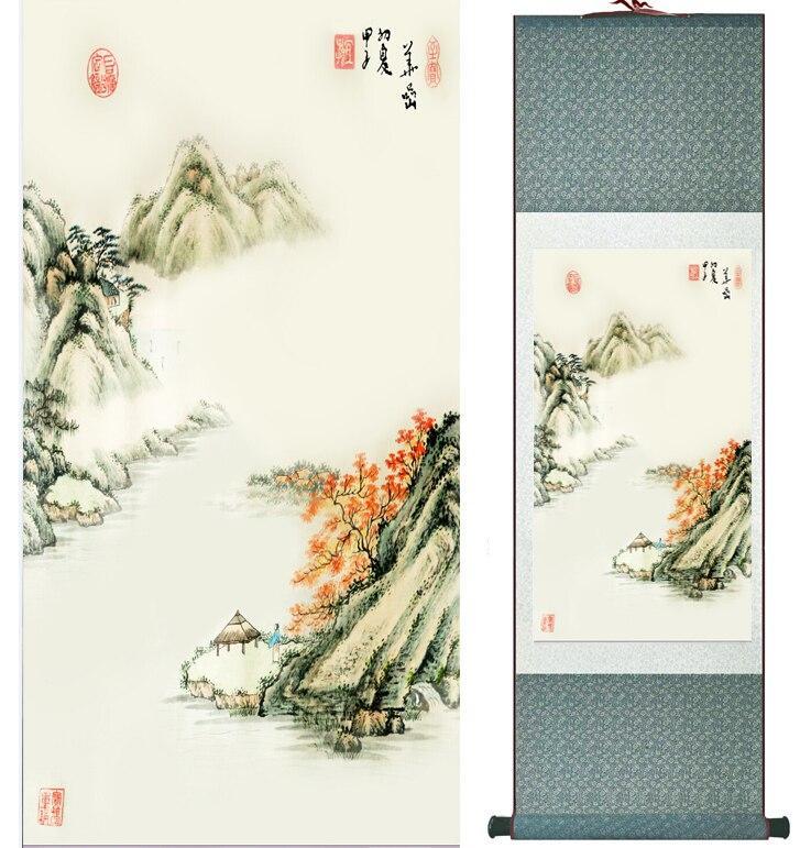 Chinese Art Scroll Painting Landscape Jiang Nan Ancient Silk Picture Wall Ideas 13654-Chinese Style Finds™