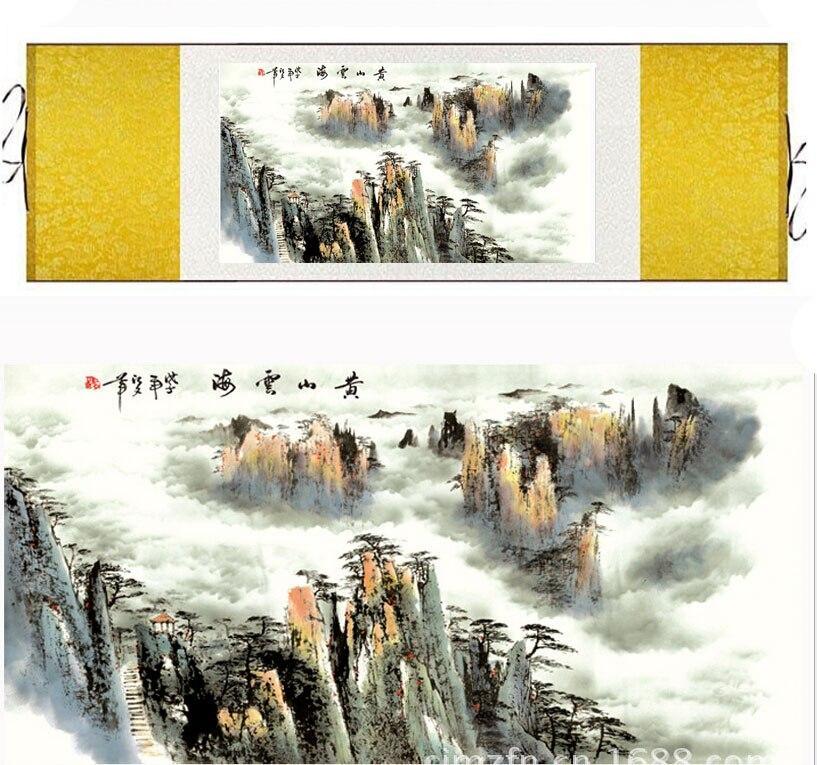 Chinese Art Scroll Painting Landscape Mountain And River Ancient Silk Picture Wall Ideas 11226-Chinese Style Finds™