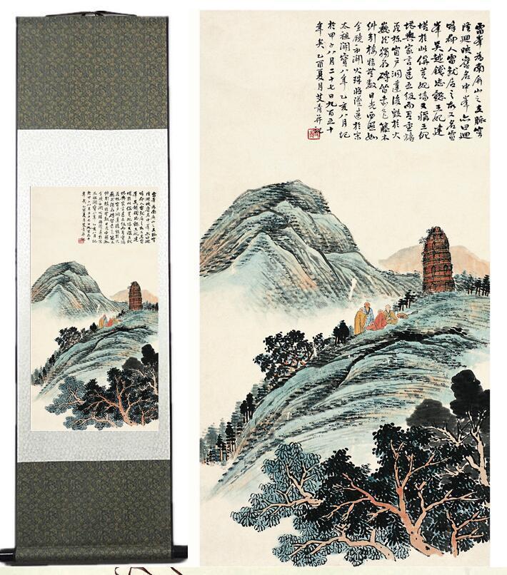 Chinese Art Scroll Painting Landscape Mountain And River Ancient Silk Picture Wall Ideas 12026-Chinese Style Finds™