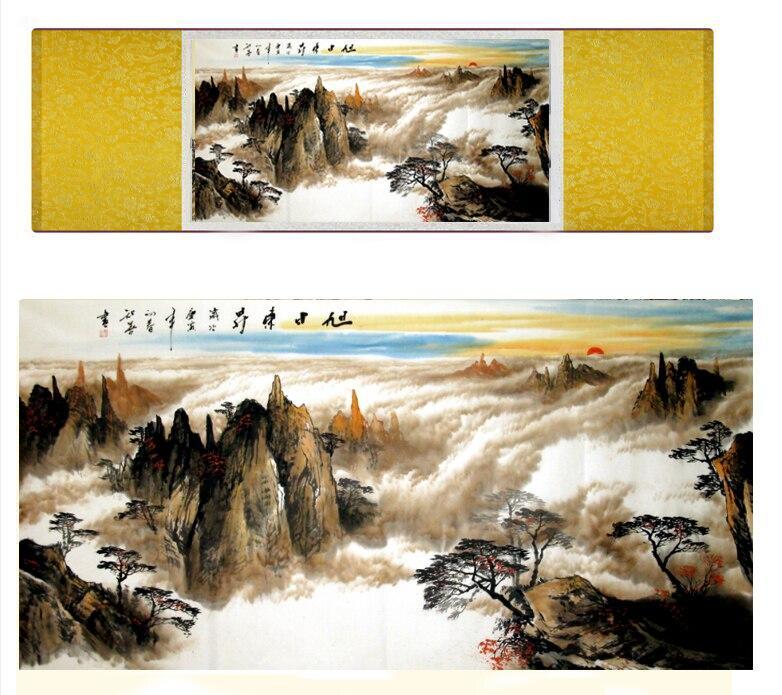 Chinese Art Scroll Painting Landscape Mountain And River Ancient Silk Picture Wall Ideas 13386-Chinese Style Finds™