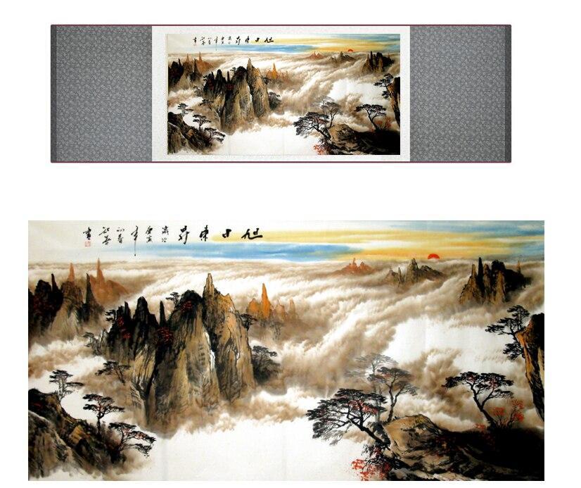 Chinese Art Scroll Painting Landscape Mountain And River Ancient Silk Picture Wall Ideas 13386-Chinese Style Finds™