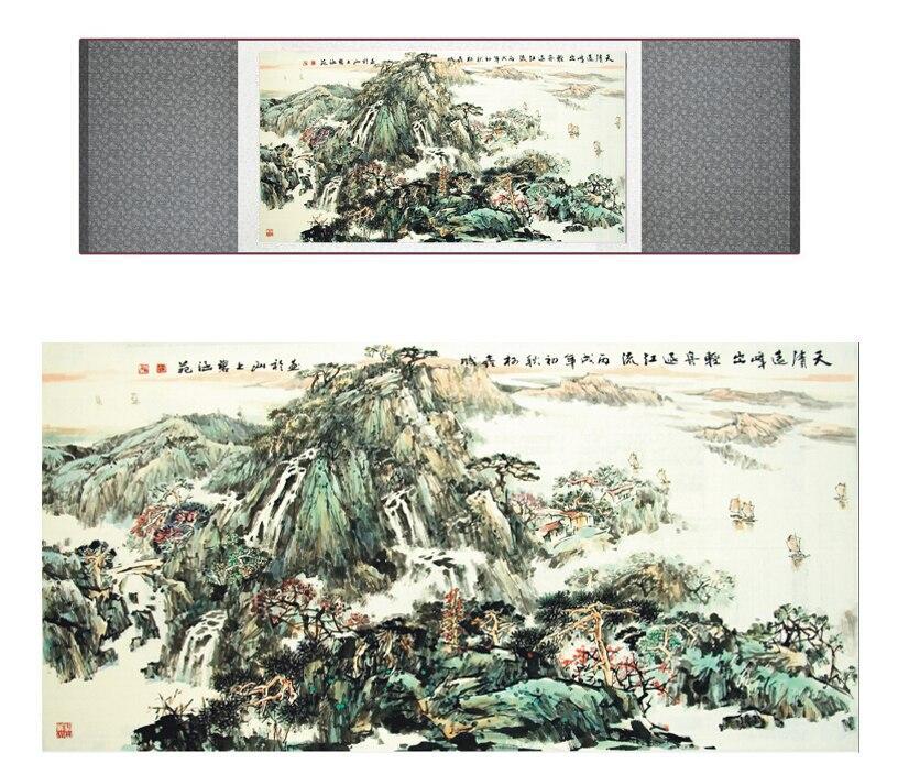 Chinese Art Scroll Painting Landscape Mountain And River Ancient Silk Picture Wall Ideas 13398-Chinese Style Finds™