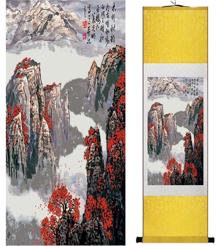 Chinese Art Scroll Painting Landscape Mountain And River Ancient Silk Picture Wall Ideas 14934-Chinese Style Finds™