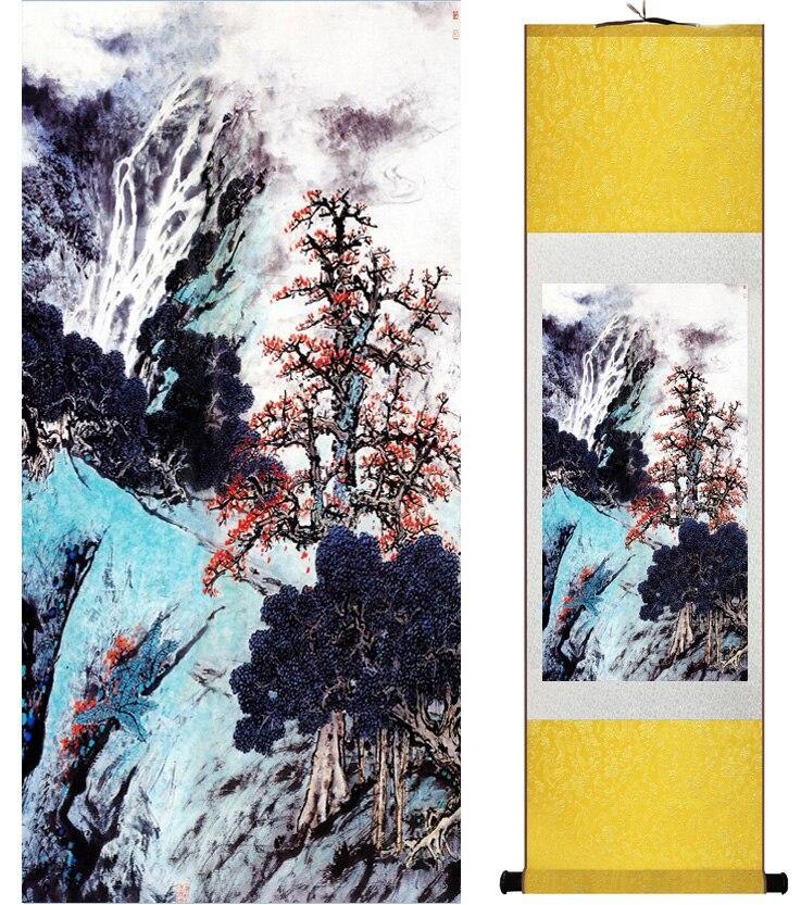 Chinese Art Scroll Painting Landscape Mountain And River Ancient Silk Picture Wall Ideas 14982-Chinese Style Finds™