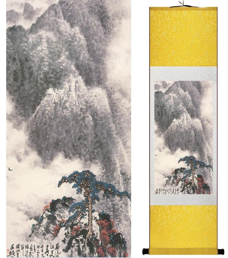 Chinese Art Scroll Painting Landscape Mountain And River Ancient Silk Picture Wall Ideas 15018-Chinese Style Finds™